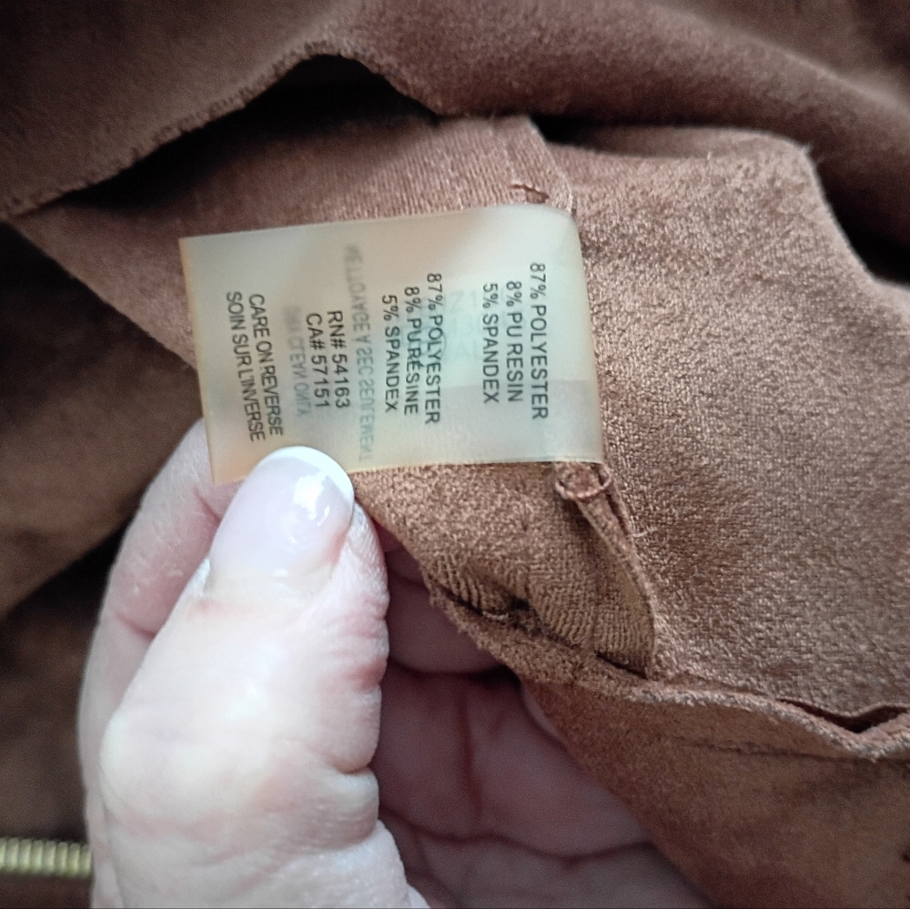 Ivanka Trump Light Brown Faux Suede Ruffle Jacket Wyth Gold Zippers. - Picture 5 of 8
